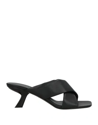 Ferragamo Black Lambskin Crossover Slip-on Heels In Black