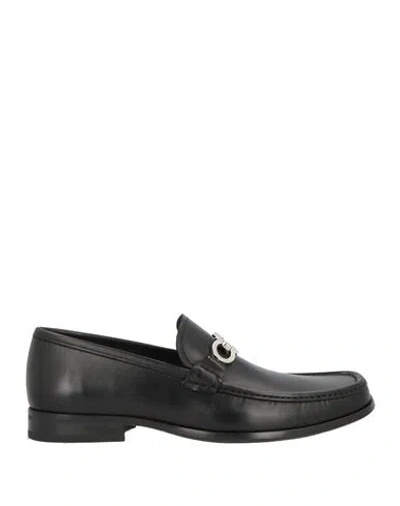 Ferragamo Black Reversible Gancini Ornament Loafers In Nero