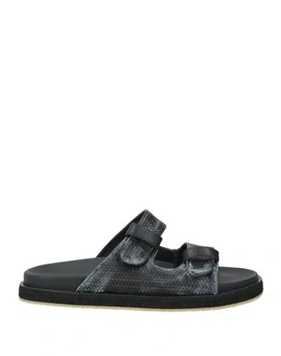 Seboy's Man Sandals Black Size 9 Calfskin In Black