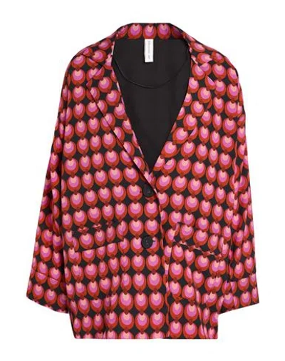 Tensione In Woman Blazer Black Size M Polyester In Red