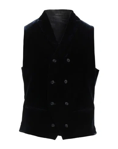 Giorgio Armani Man Tailored Vest Midnight Blue Size 46 Viscose, Cupro, Elastane In Black