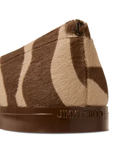 Jimmy Choo Scarlett Suede Zebra Print Ballet Flats In Brown