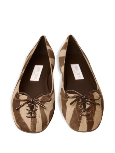 Jimmy Choo Scarlett Suede Zebra Print Ballet Flats In Brown