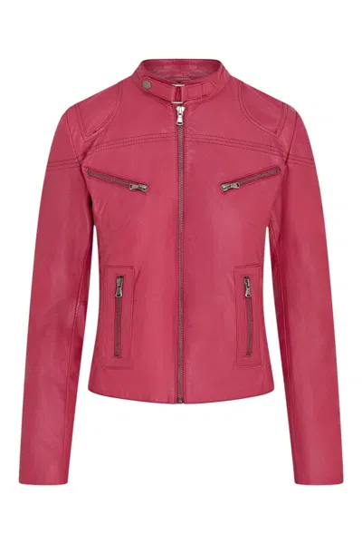 Infinity Leather Womens Slim-fit Leather Biker Jacket-maldon In Multi