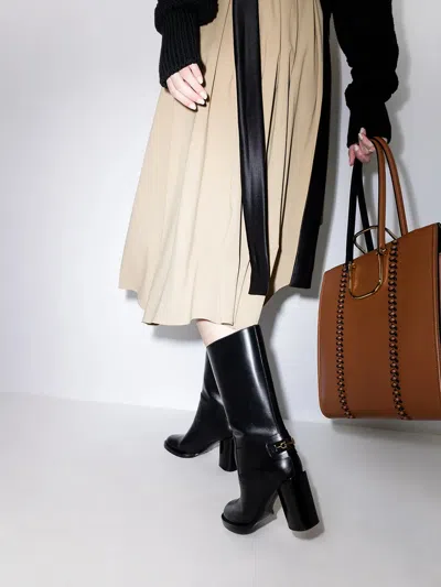 Ferragamo Gancio Horsebit 85mm Boots In Black