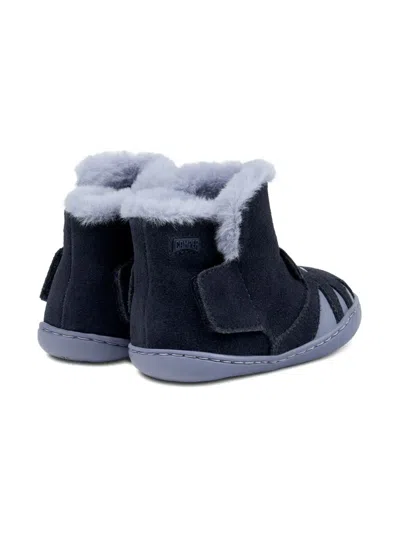 Camper Tiger-face Fur-trimmed Boots In Blue