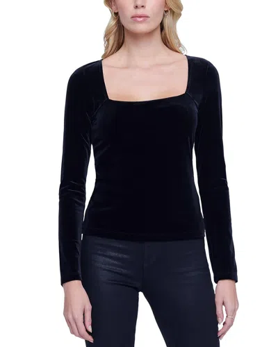L'agence Kinley Long-sleeve Square Neck Top In Black