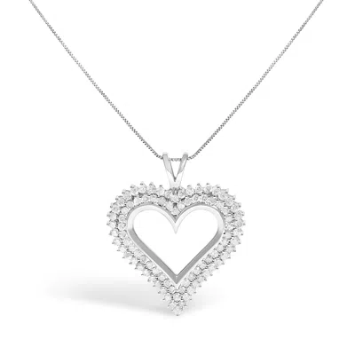 Haus Of Brilliance .925 Sterling Silver 1.00 Cttw Lab-grown Diamond Open Heart Pendant Necklace In Metallic