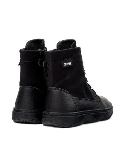 Camper Lace-up Leather Ankle Boots In Black