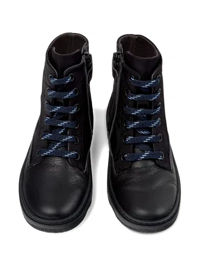 Camper Lace-up Leather Ankle Boots In Black