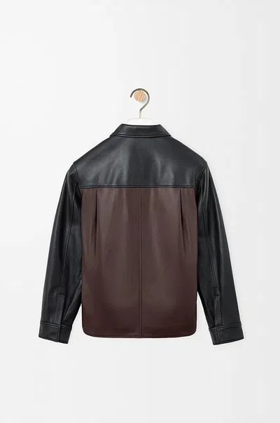 Loewe Leather Overshirt With Contrasting-panels In Black