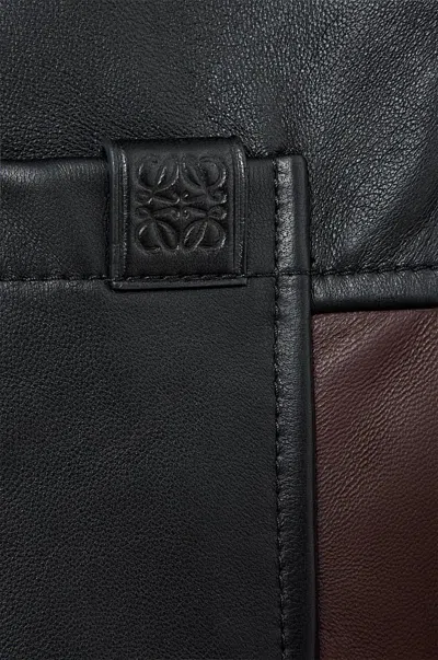 Loewe Leather Overshirt With Contrasting-panels In Black