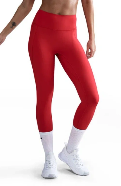 Nike Universa Medium-support High-waisted Pocket 7/8 Leggings In Red