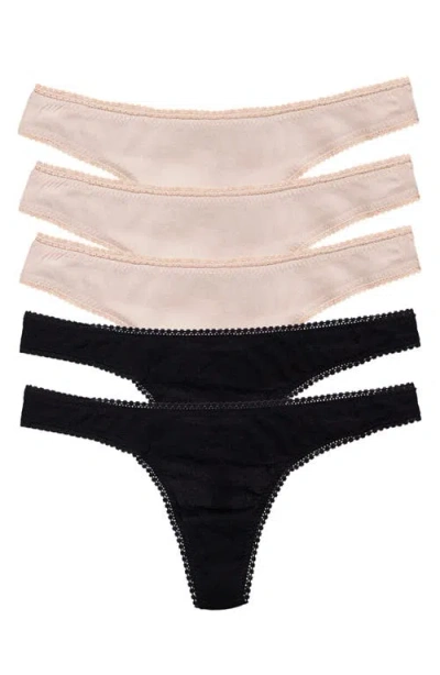 On Gossamer Cabana Hip G Thongs, Set Of 5 In Multi