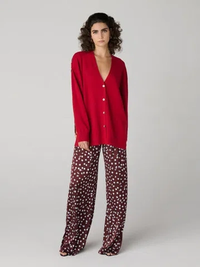 Diane Von Furstenberg X Henry Zankov Murano Oversized Silk-back Cardigan In Red
