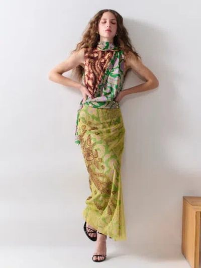 Diane Von Furstenberg X Henry Zankov Gramercy Beaded Floral-print Maxi Skirt In Animal Print