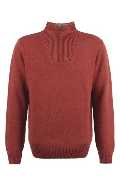 Barbour Nelson Essential Lambswool Half Zip Sweater In Red