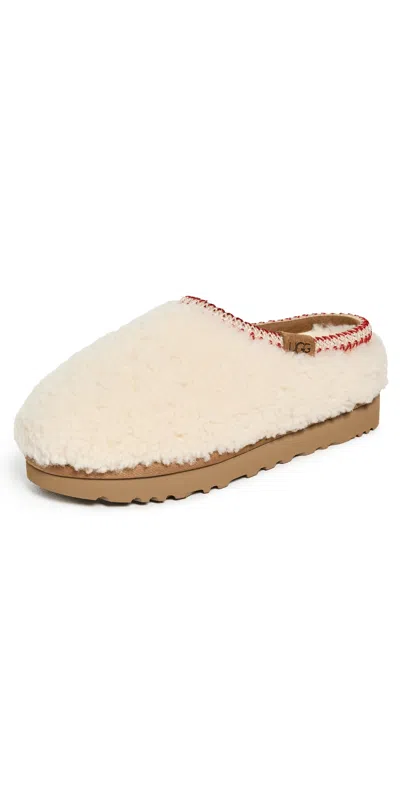 Ugg Tasman Maxi Curly 1158356-nat Slippers Womens Beige Sheepskin Slip On Gug183 In Neutral