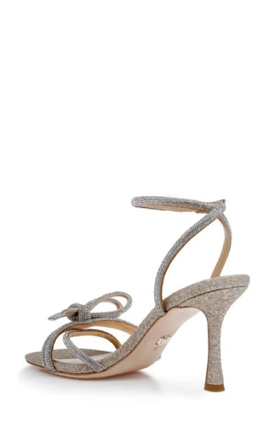 Badgley Mischka Effie Glitter Crystal Knot Cocktail Sandals In Gold