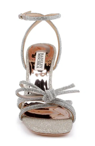 Badgley Mischka Effie Glitter Crystal Knot Cocktail Sandals In Gold