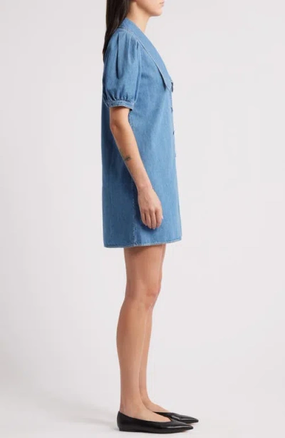 Frame Womens The Sailor Puffed-sleeves Denim-blend Mini Dress Starlet