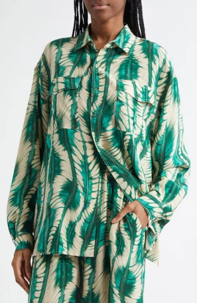 Ulla Johnson Soren Long-sleeve Silk Shirt In Aca Acacia
