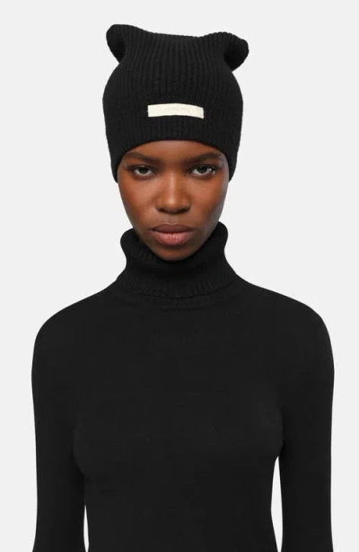 Apparis Logo-patch Ribbed-knit Beanie In Black