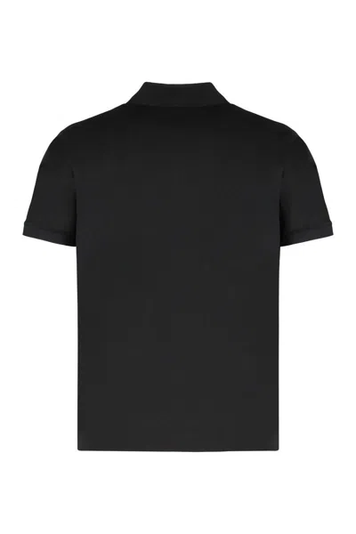 Paul & Shark Short-sleeved Cotton Polo Shirt With Button Placket In Black