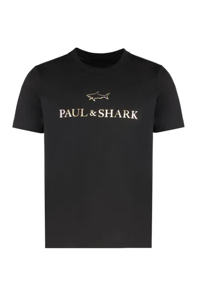 Paul & Shark Cotton Jersey T-shirt Featuring Logo Design In Black