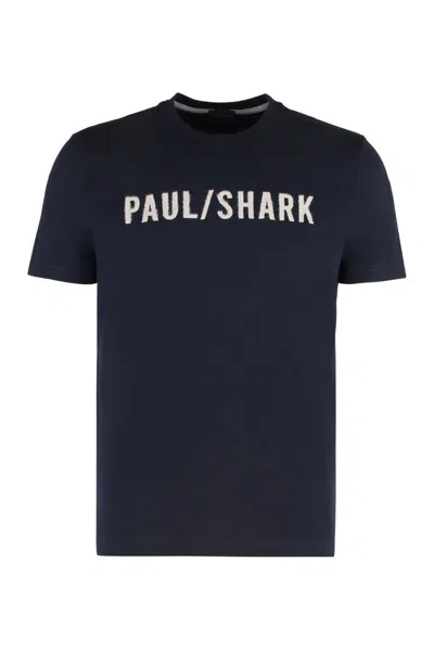 Paul & Shark T-shirt In Cotton Jersey With Logo In Blue