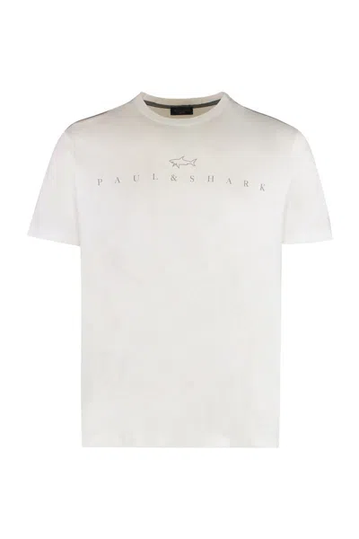Paul & Shark Cotton Jersey T-shirt Featuring Logo Print In White