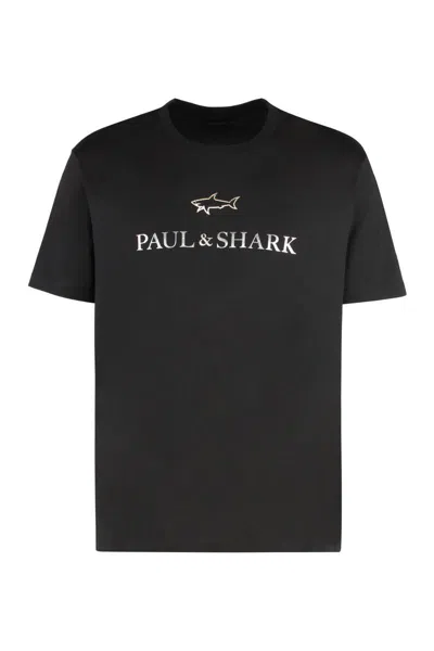 Paul & Shark Cotton Jersey T-shirt Featuring Logo Design In Black