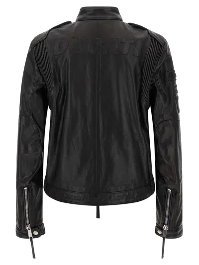 Dsquared2 X Ducati Capsule Leather Jacket Puffer Jackets Black In Black