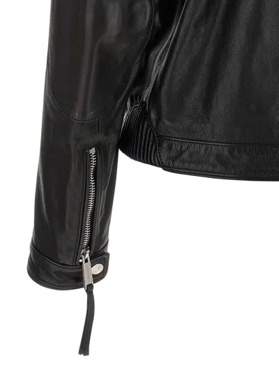 Dsquared2 X Ducati Capsule Leather Jacket Puffer Jackets Black In Black