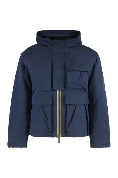 K-way Cotton Blend Jacket With Multiple Pockets In Blue