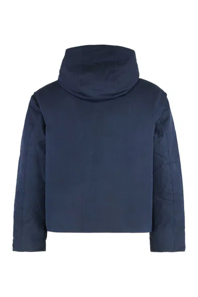 K-way Cotton Blend Jacket With Multiple Pockets In Blue
