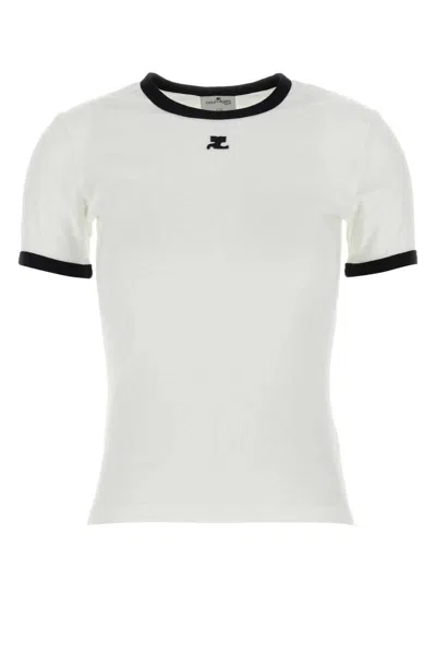 Courrèges White Signature Contrast T-shirt In White