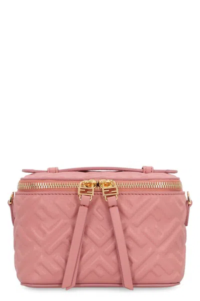 Fendi Women Vanity Leather Shoulder Bag With Ff Motif In Multi