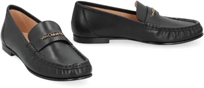 Chloé Chain-detail Loafers In Black
