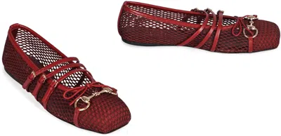 Gucci Flat Mesh Ballerinas In Red