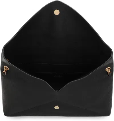 Saint Laurent Envelope Cassandre Xxl Leather Clutch In Black