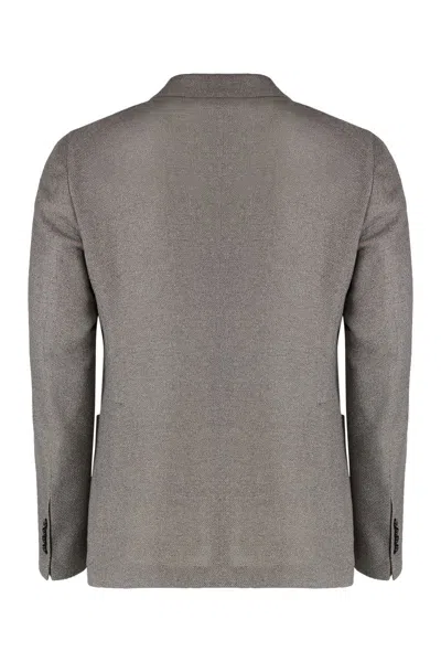 Tagliatore Wool And Silk Double-breasted Jacket In Gray