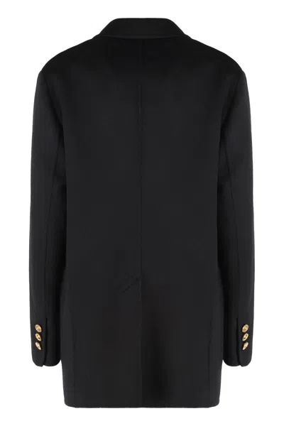 Versace Wool And Cachemire Double-breasted Coat In Black