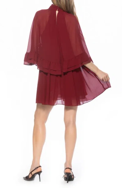 Alexia Admor Vespera Cape Sleeve Chiffon Trapeze Minidress In Red
