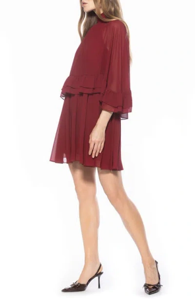 Alexia Admor Vespera Cape Sleeve Chiffon Trapeze Minidress In Red