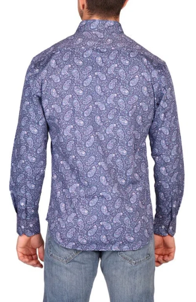 Tailorbyrd Classic Fit Floral Paisley Stretch Cotton Button-down Shirt In Animal Print