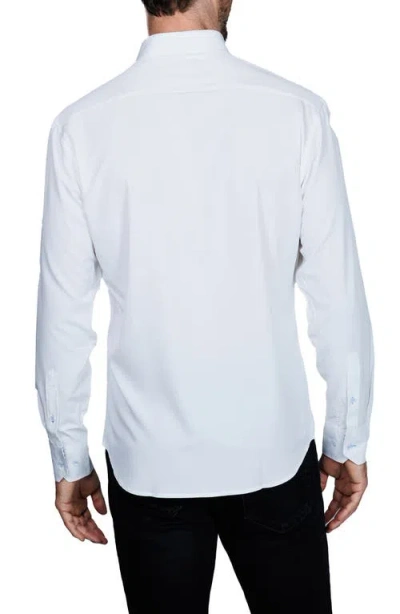 Tailorbyrd Mélange Performance Button Down Shirt In White