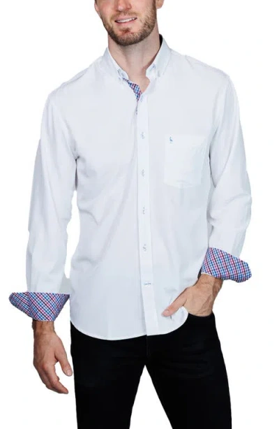Tailorbyrd Mélange Performance Button Down Shirt In White