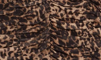 Muse Ruched Mesh Top In Brown