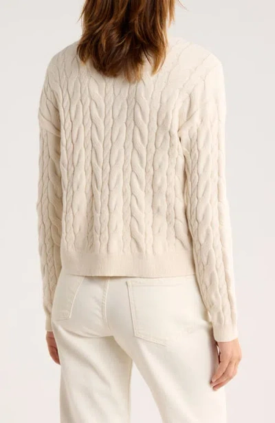 Cyrus Cable Knit Crop Cardigan In White